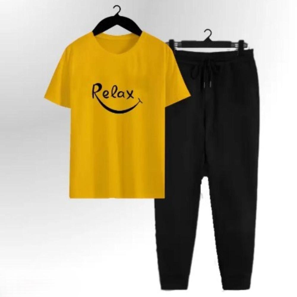 Premium Micro Men’s Tracksuit Relax Print – Comfortable Sportswear | Gym & Workout Suit - Black Medium