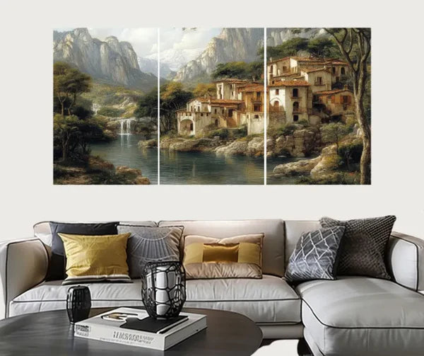 Set of 3 Landscape Wall Art Frames – 8x11" MDF Wood with Adhesive Backing