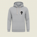 Printed Grey Hoodie for Teens & Adults – Black Skull Graphic, Premium Fabric