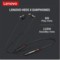 Lenovo HE05X Bluetooth 5.0 Magnetic Neckband Earphones with Mic – 8 Hours Playtime, Sweatproof Sports Headset