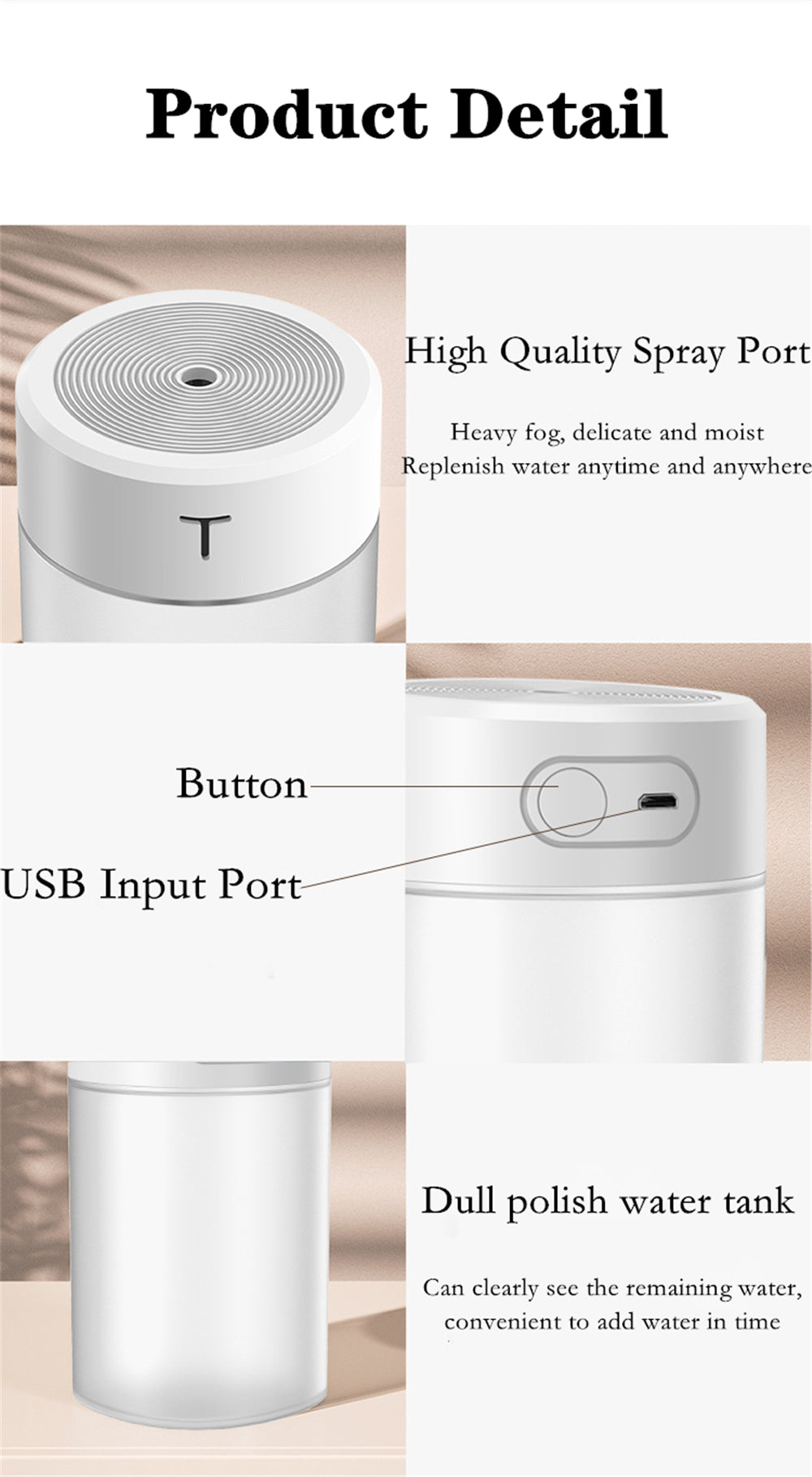 Air Humidifier Portable Mini USB Aroma Diffuser With Night Light Cool Mist For Bedroom Home Car Purifier Humificador