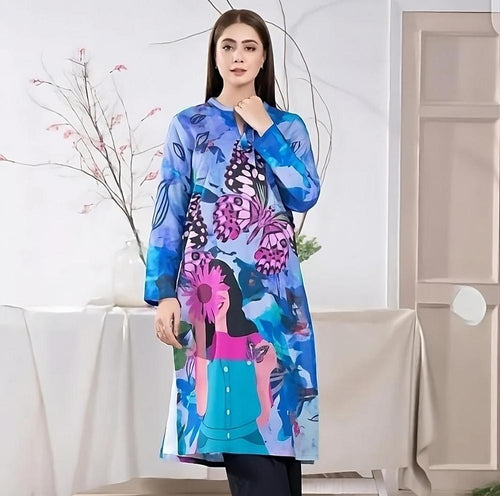 1 Piece Unstitched Digital Swiss Lawn Shirt For Girls & Women 2.5 Yard Shirt Cutting