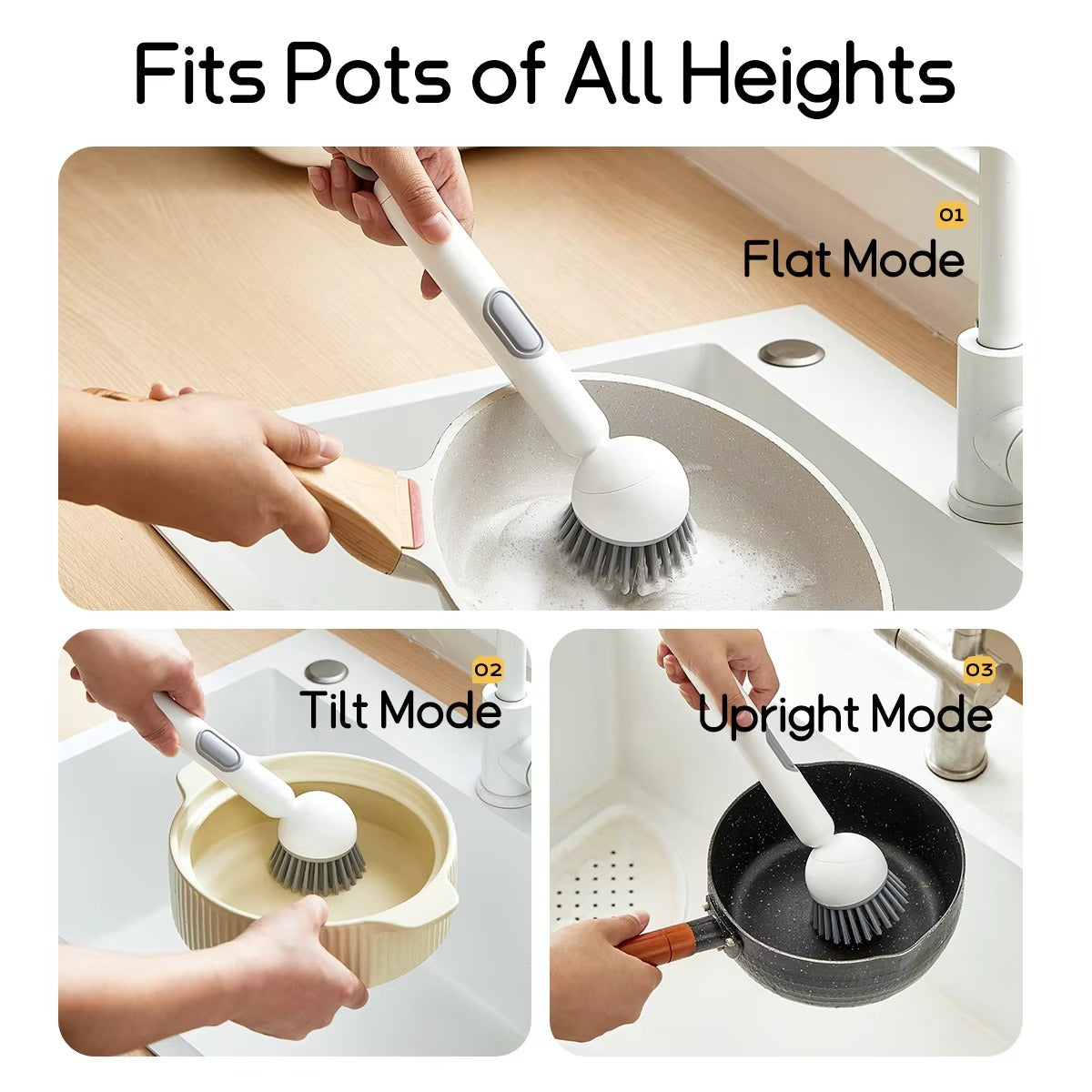 Kitchen Cleaning Adjustable Handle Brush With Soap Dispenser Refillable PET Portable Head For Dishes Pans Pots (Random Colour)