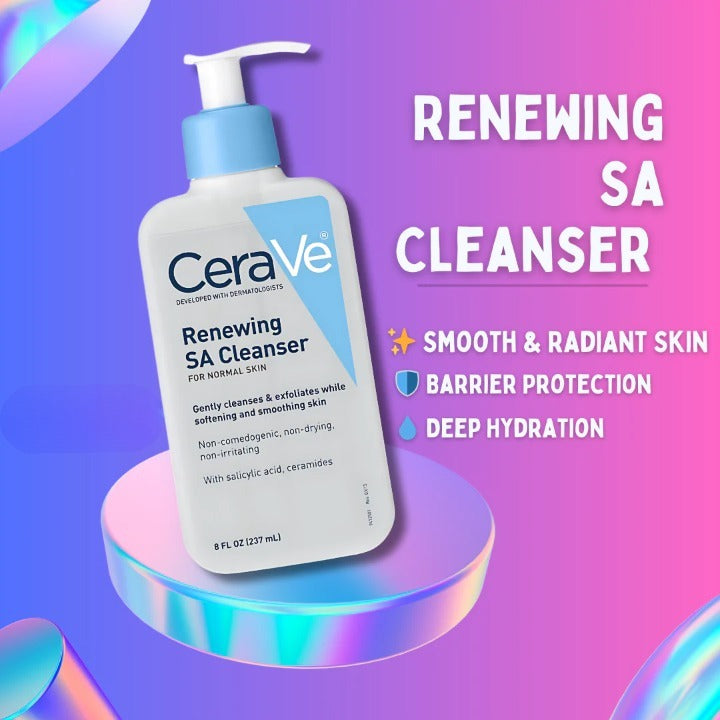CeraVe Renewing SA Cleanser with Salicylic Acid – Exfoliating Face & Body Wash for Rough, Bumpy Skin (237ml)