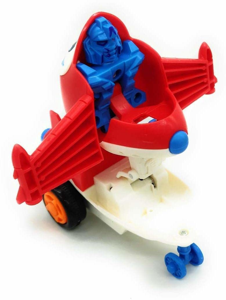 Transforming Aeroplane Friction Toy For Kids With Quick Character Change High Quality Abs Material And Fun Play (Random Color)