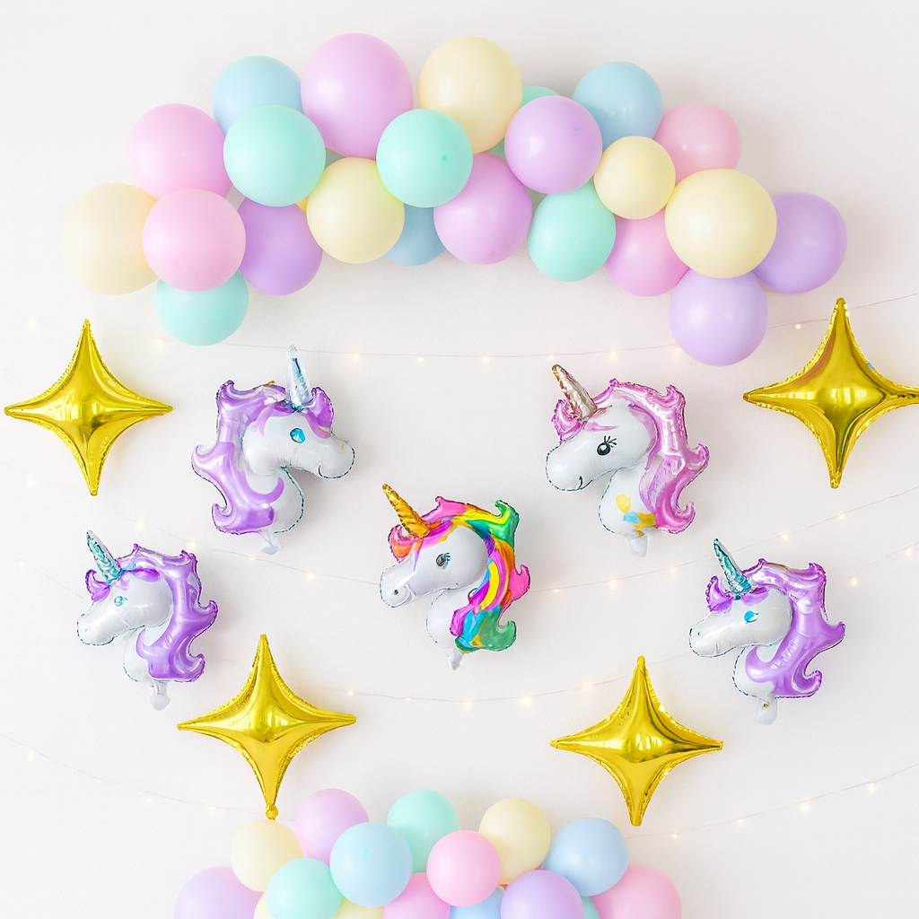 57 Pcs Pastel Unicorn Birthday Decoration Set With Balloon Garland, Foil Unicorn And Star Balloons For Girls Party