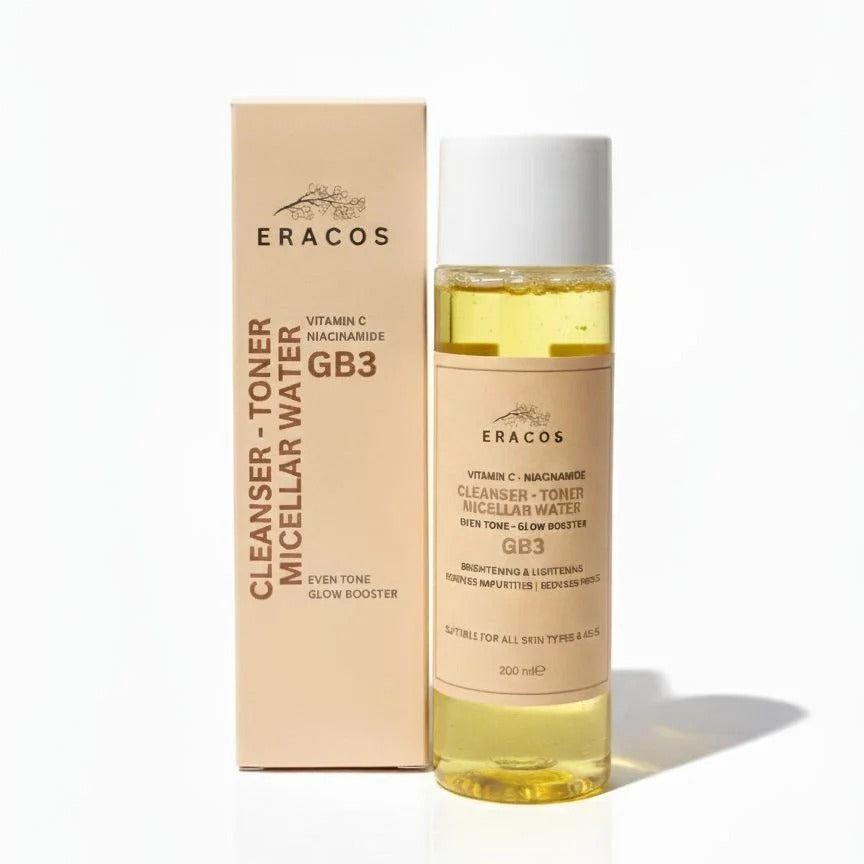 Eracos GB3 Cleanser Toner Micellar Water Gentle Formula Removes Makeup Clears Impurities Refreshes Skin Provides Smooth And Healthy Look For Daily Use - 200ml