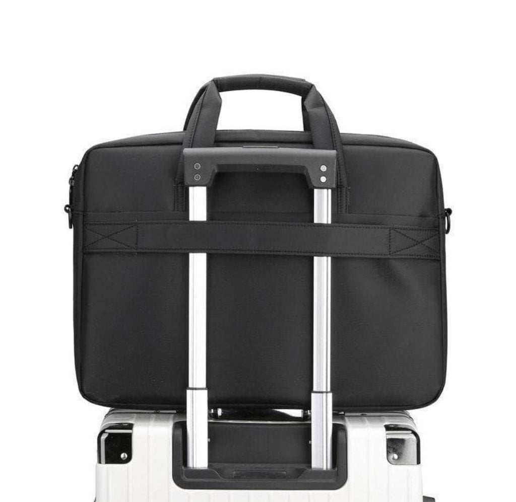Premium 17-Inch Oxford Fabric Laptop Bag – Spacious Plain Black Waterproof Office Messenger Briefcase