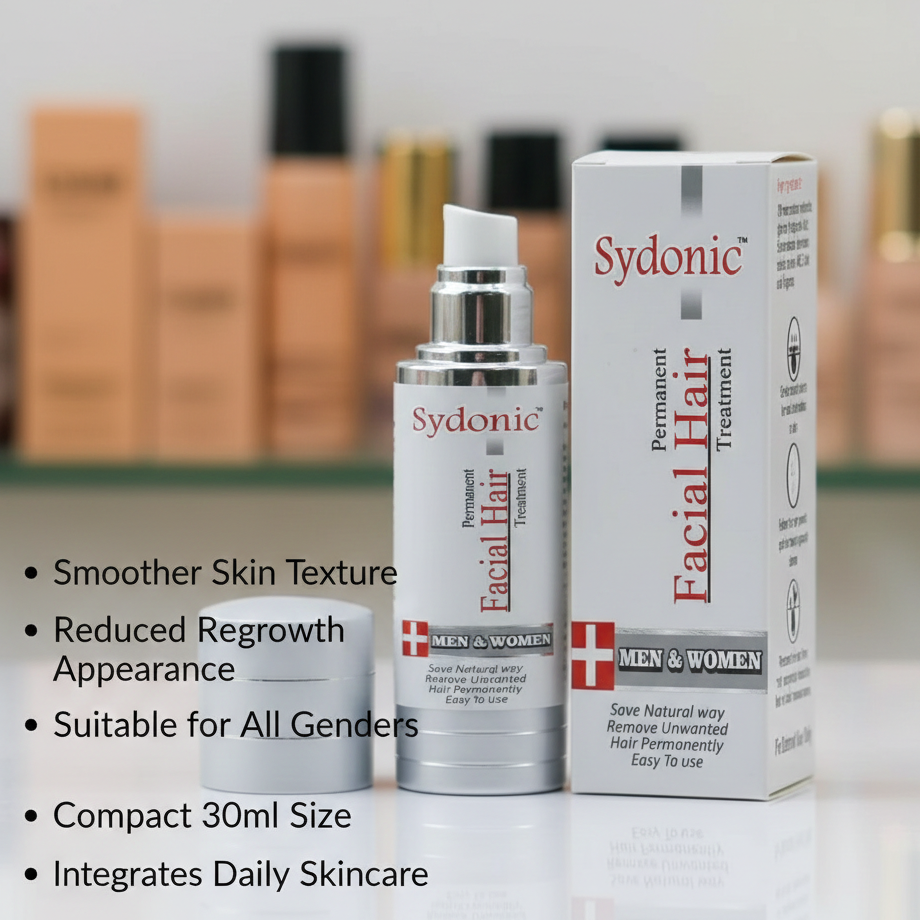 Sydonic Permanent Facial Hair Treatment – 30ml | Advanced Hair Reduction Solution for Men & Women
