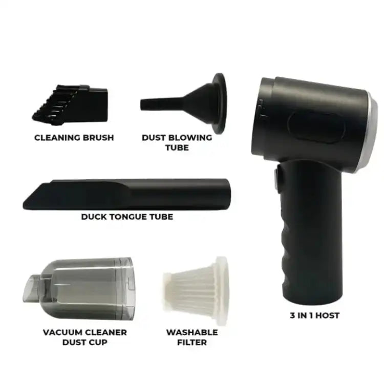 3 In 1 Portable Mini Vacuum Cleaner Duster Blower Air Pump Wireless Handheld Clean Microscopic Dust Like Car Homecomputer Laptop Flower Mirror Vehicle Interior Cleaner 4