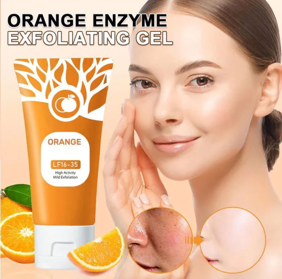Orange Enzyme Exfoliating Gel | Brightening & Gentle Citrus Enzyme Scrub | Removes Dead Skin, Smooths Texture & Reveals Radiant, Glowing Skin (50gm)