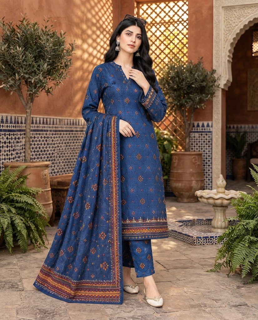 SALIM 3 Piece Printed Lawn Suit – Design 10 | Digital Printed Lawn