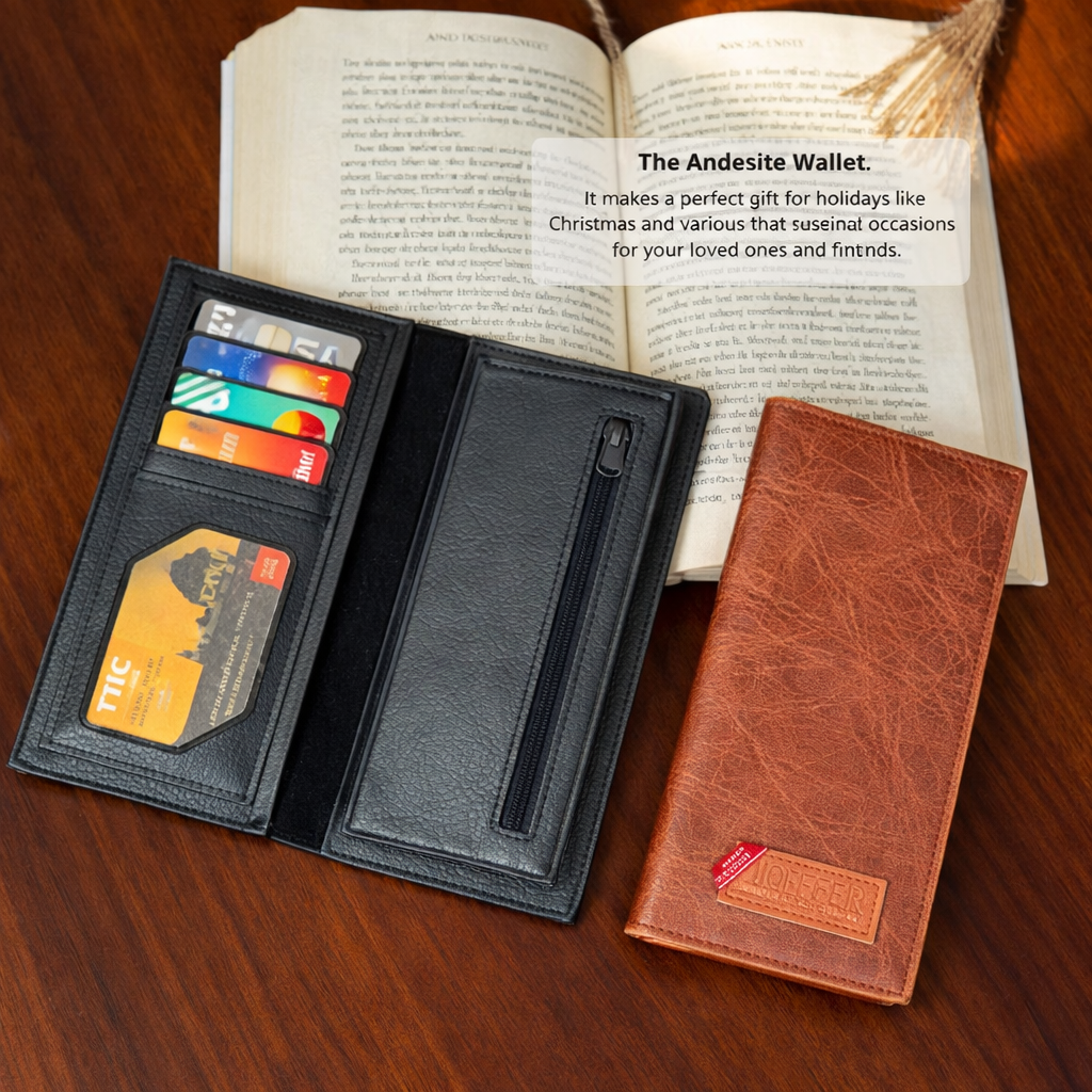 New Design Long Wallet for Men & Women | 12 Card SloHalf Zip Pockts | et - Black