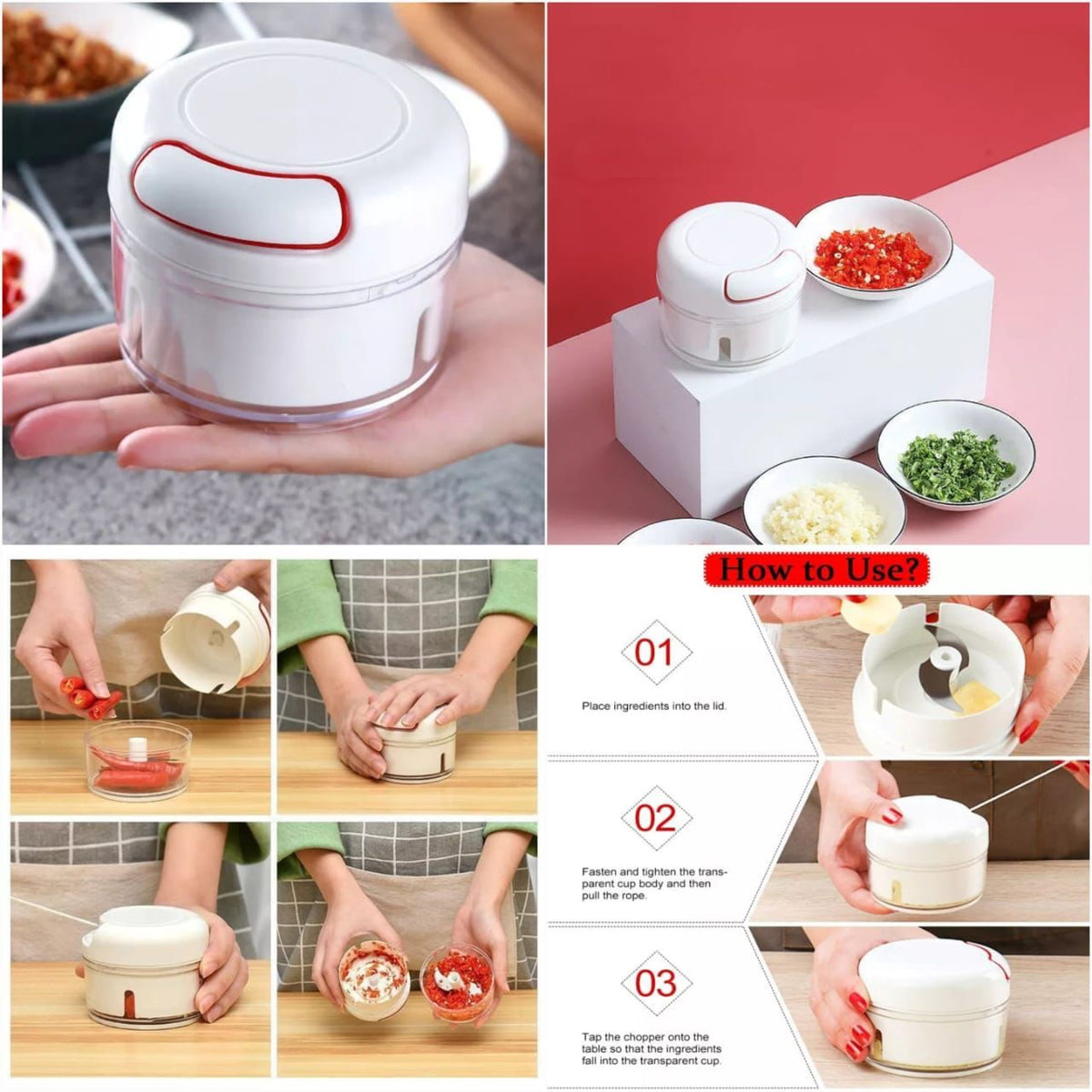 Mini Chopper Hand Power Food Chopper Mincer Mixer Blender 3718662