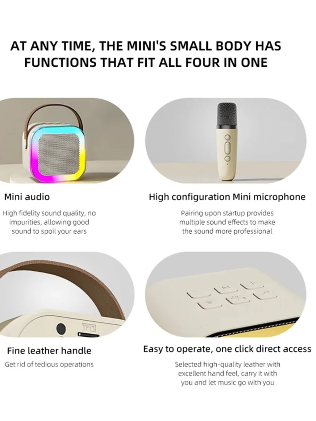 K12 Portable Bluetooth Speaker with Wireless Mic | RGB LED Lights | High Bass Rechargeable Karaoke Speaker for Kids, Home & Outdoor Parties
