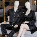 Couple Night Dress Silk Sleepwear Set – 4-Piece Pajama & Robe Set | SKU: DC-C012 | Maroon