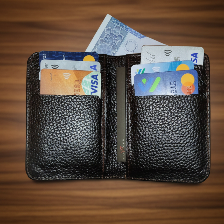 Unisex Slim Cow Leather Wallet – Brown | Minimalist Bifold Card & Cash Holder