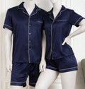 Couple Night Dress Silk Pajama Set – Short Sleeve Shirt & Shorts (4 Pcs) | SKU DC-C014 | Maroon
