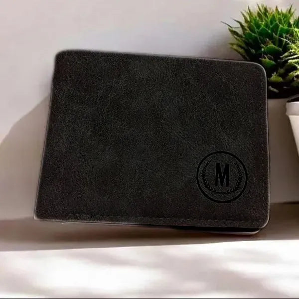M / Logo Premium Slim Book Shape Leather Wallet for Men – Black