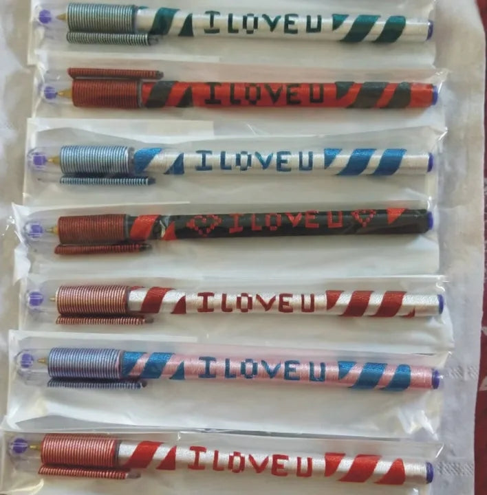 I Love You Handmade Thread Wrapped Pen – Romantic Gift Pen for Loved Ones (Random Color)