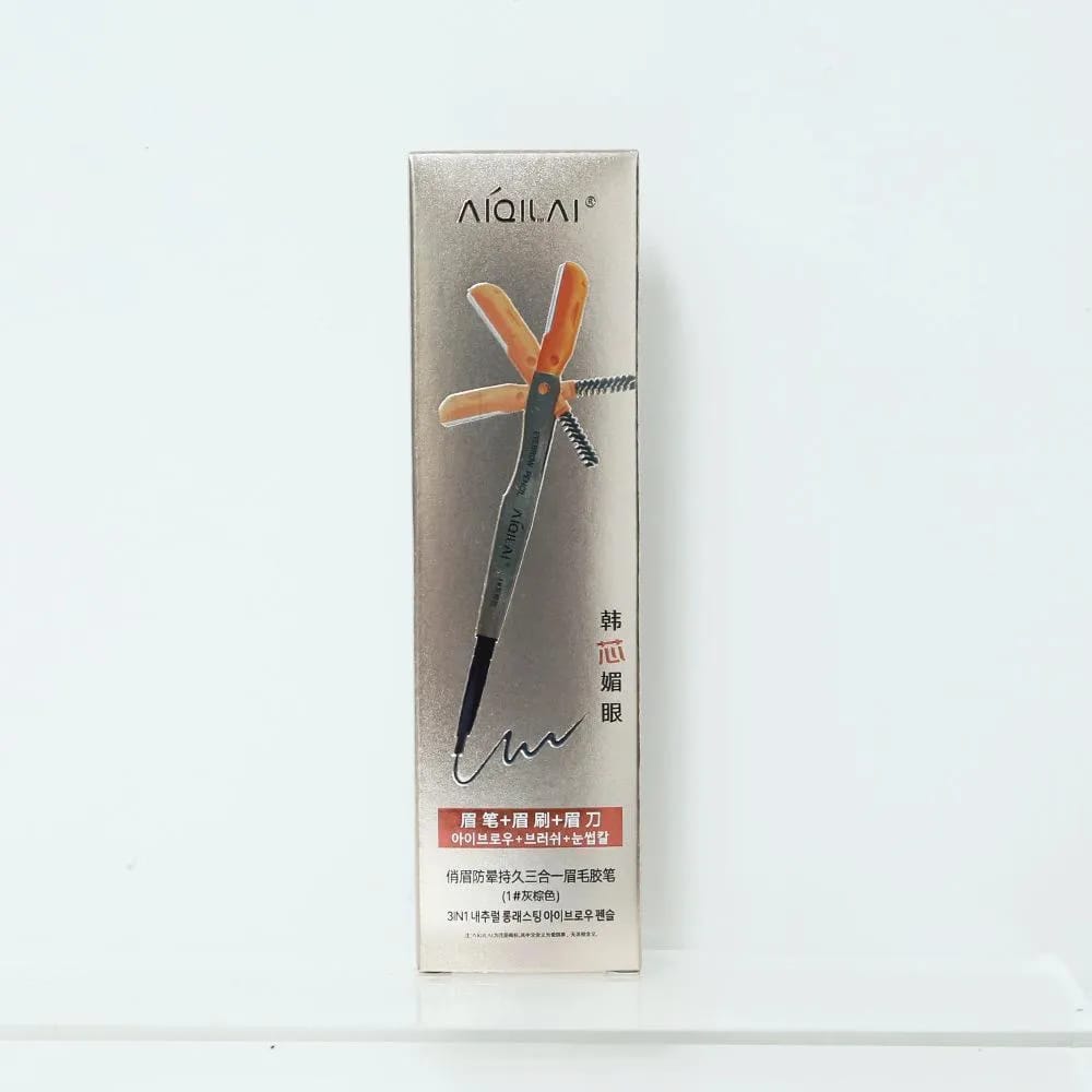 3 In 1 Eyebrow Pencil Brush And Razor Comfortable Use Smooth Application Compact Design For Daily Grooming Needs - Brown