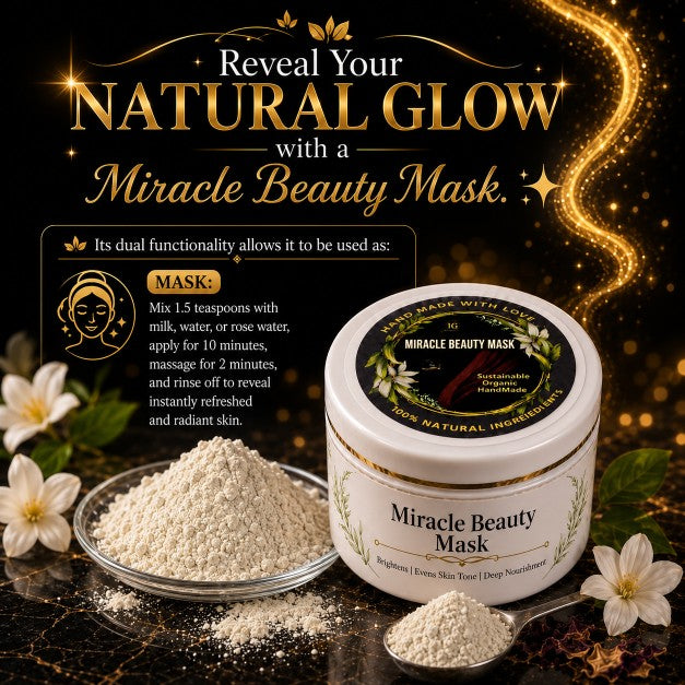 Miracle Beauty Face Mask 50g – Natural Brightening Mask for Glowing Skin, Dark Spots, Even Skin Tone & Smooth Texture