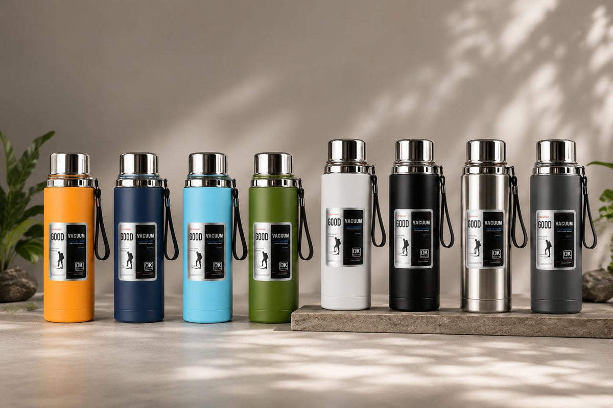 Double Wall Stainless Steel Water Bottle – Vacuum Insulated Thermal Flask | 24H Cold & 12H Hot | Leakproof Design (Random Color 1000ml)