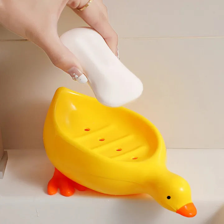 Cute Self-Draining Duck-Shaped Soap Holder Dish