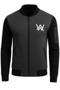 NEW Winter Collection Charcoal Grey WA Printed Zipper Jacket for Men &amp; Boys – Premium Fleece Material, Stylish Bomber Design, Full Front Zipper Closure - XL
