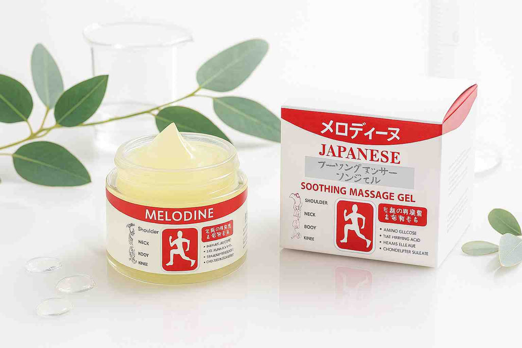 MELODINE Japanese Soothing Massage Gel – Muscle & Joint Pain Relief Cream For Shoulder, Neck, Back & Knee – Fast-Absorbing Herbal Formula