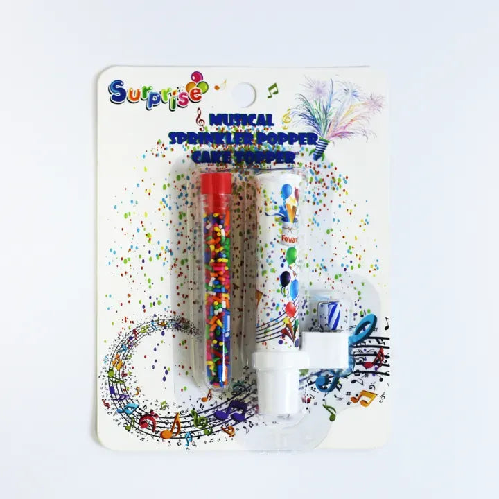 Musical Sprinkle Popper Cake Topper – Surprise Party Decoration