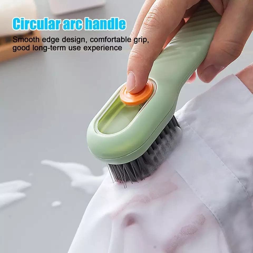 Multifunctional Shoe Brush with Liquid Box, Household Soft Fur Liquid Cleaning Shoe Brush, Long Handle Shoe Brush Press Type Automatic Liquid Shoe Brush
