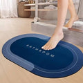 Washroom Mat Non-Slip 2.5mm | Oval Shape Bathroom Mat Waterproof | Washroom Mat For Home & Office Use mat size 39x59 cm - Blue