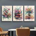 Botanical Books 3 Piece Watercolor Wall Art Set Celebrating Growth Imagination 8X11 Inch