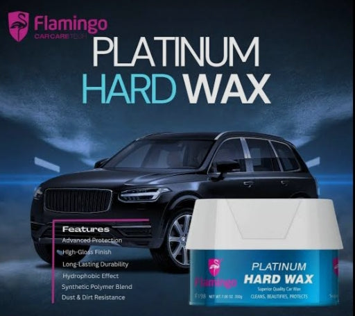 Flamingo Platinum Hard Wax Car Polish 200G – High Gloss Carnauba Paste Wax with Hydrophobic Protection for All Vehicle Paint Colors