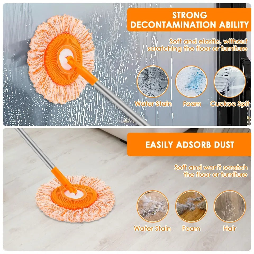 360° Rotating Microfiber Mop | Round Shape | Extendable Adjustable Stick | Floor Cleaning Accessories for Home