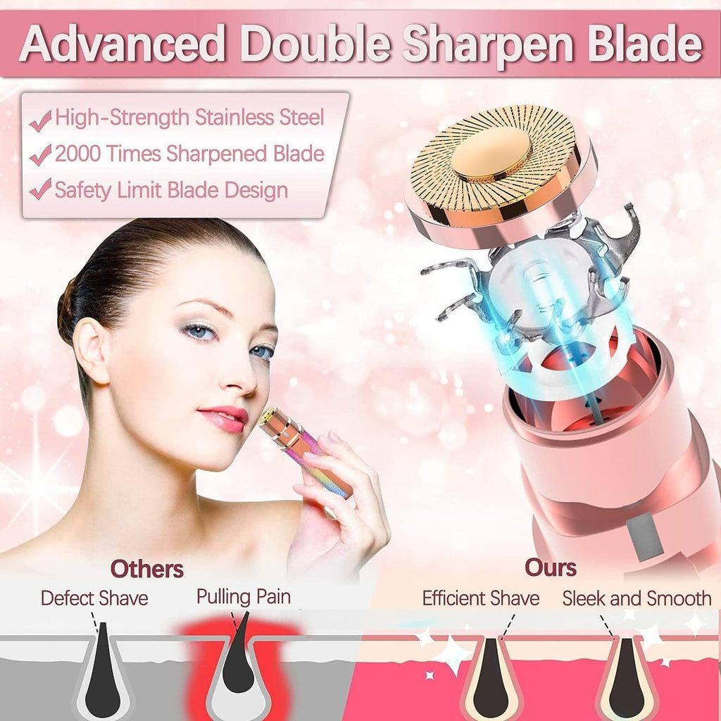 2 In 1 Electric Eyebrow Trimmer And Shaver | Flawless Hair Remover For Women | Painless Facial Hair Removal Device | Rechargeable Eyebrow Trimming Machine