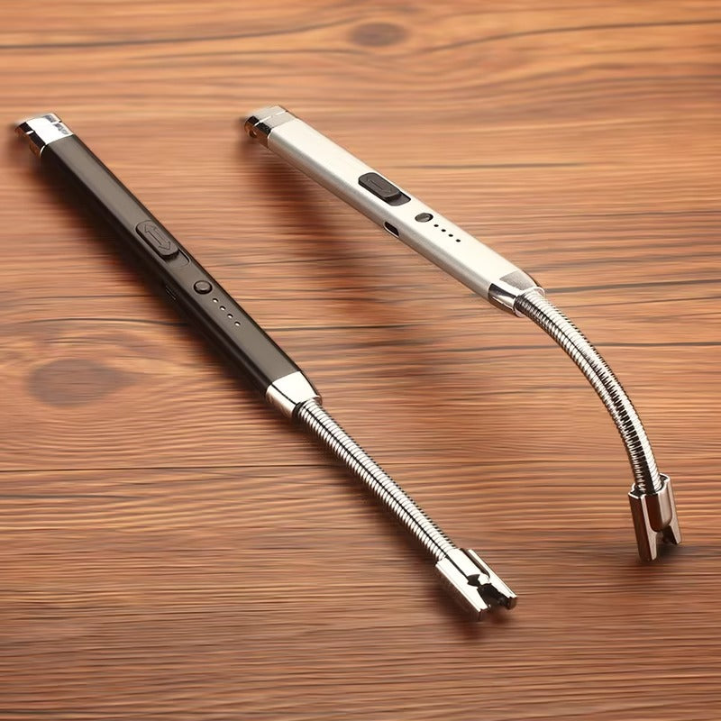 360° Outdoor Kitchen USB Rechargeable Arc Lighter – Flexible Neck, Safety Lock, Windproof & Eco-Friendly Design- Random color