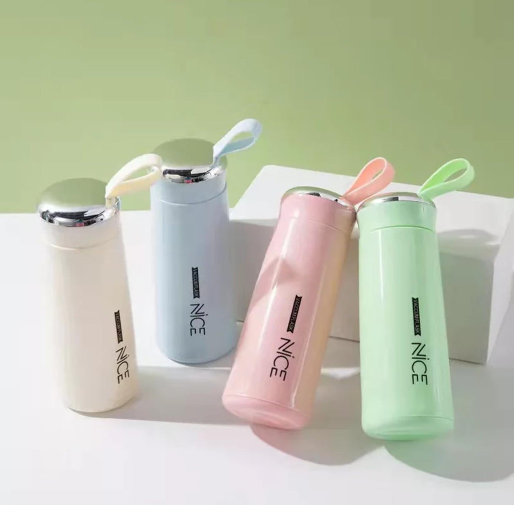 BPA Free Glass Water Bottle | 400ml Portable Tumbler | With Protective Plastic Shell | For School, Gym, Home & Office (Random colour)