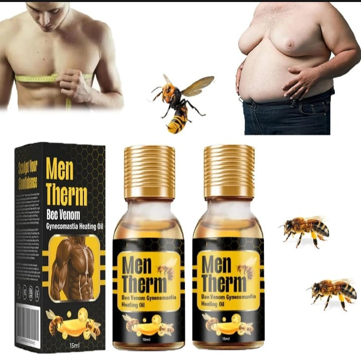 Men Therm Bee Venom Gynecomastia Heating Oil for Men Chest Firming Massage Oil