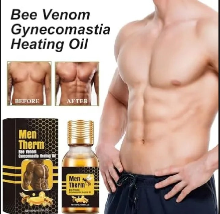 Men Therm Bee Venom Gynecomastia Heating Oil for Men Chest Firming Massage Oil