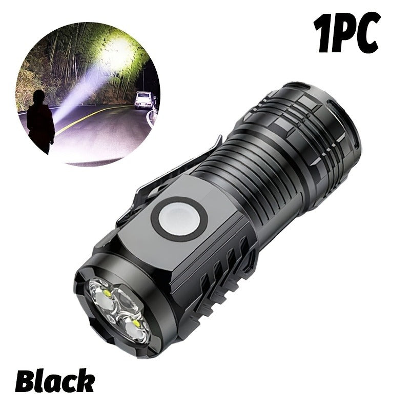 Mini LED Torch - Portable Pocket Light, Child Camping, Emergency, Travel, Hiking Torch, Portable LED Flashlight Rechargeable Zoom Flashlights Plastic body