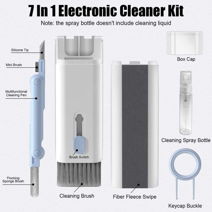 7 in 1 Computer Keyboard Cleaner Brush Kit – Multi-Function Earphone Cleaning Pen & Keycap Puller Tool Set