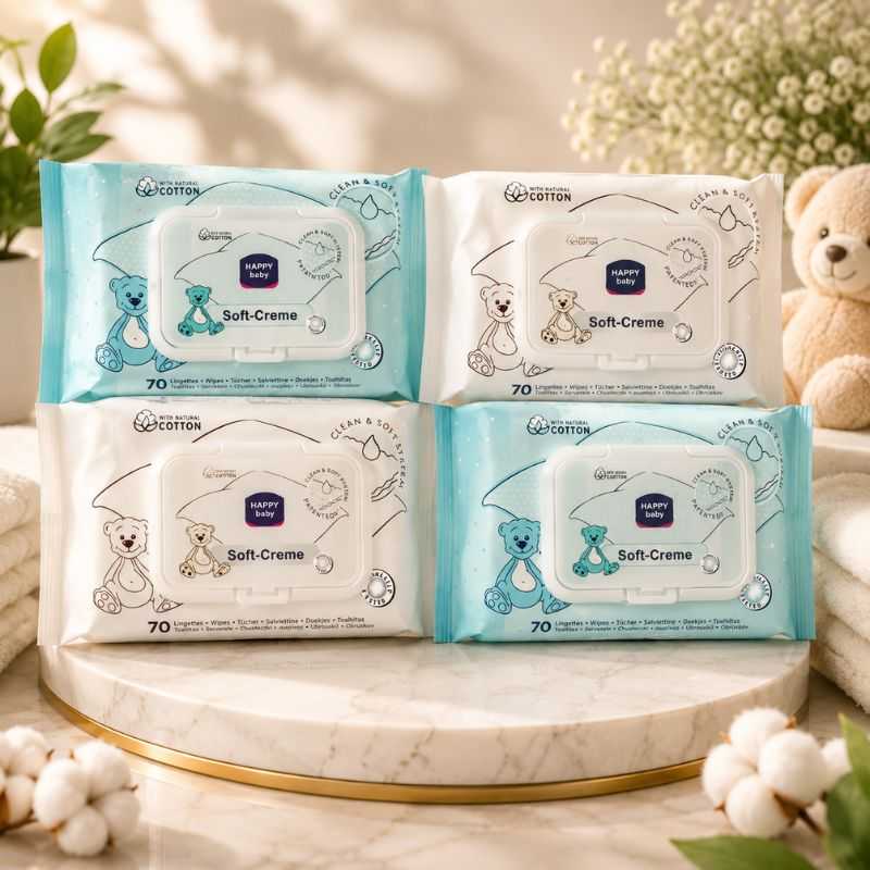 Soft-Creme Baby Wipes Pack of 10 -| 80 Wipes Each Pack | 100% Cotton | Alcohol Free | Best Quality with light Fragrance