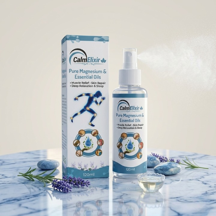 CalmElixir Magnesium Spray With Essential Oils For Muscle Relief Skin Repair Relaxation 120ml