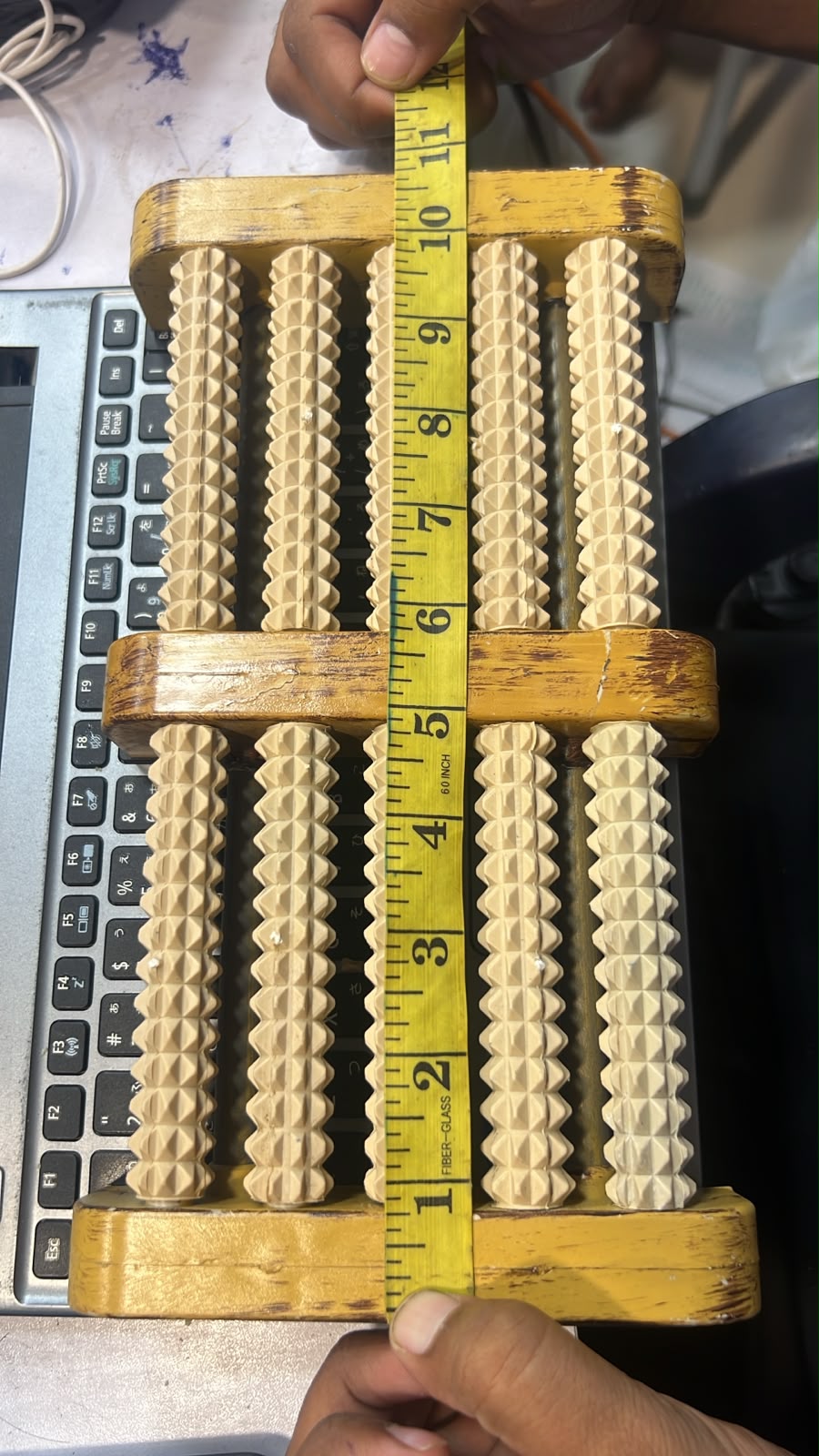 Traditional Wooden And Plastic Sticks Roller Foot Massager Durable Natural Wood Design For Relaxation Stress Relief And Improved Blood Circulation