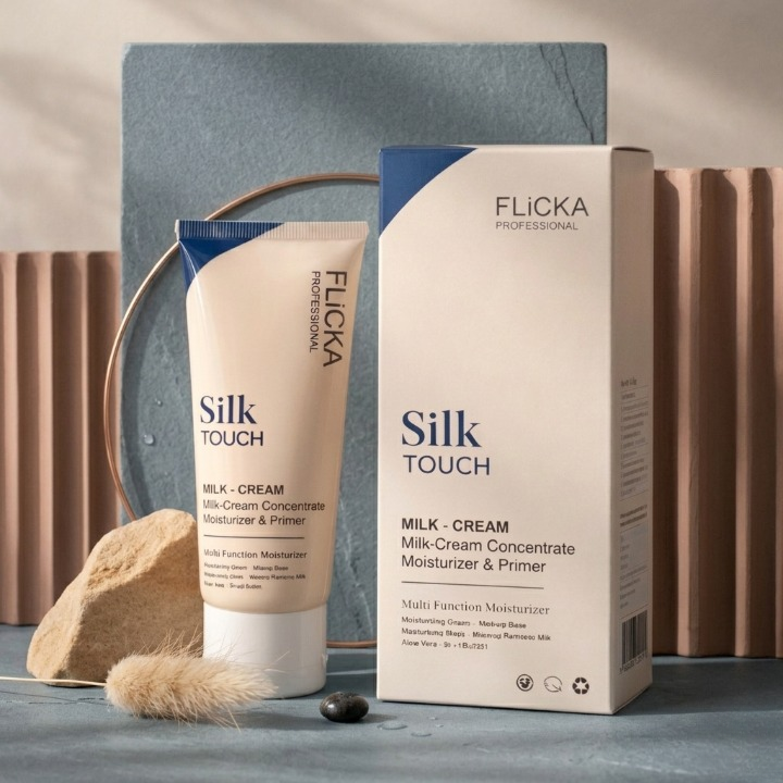 FLICKA Professional Silk Touch Milk-Cream Concentrate 60g | 3-in-1 Moisturizer, Primer & Makeup Base | Multi-Function Hydrating Face Cream