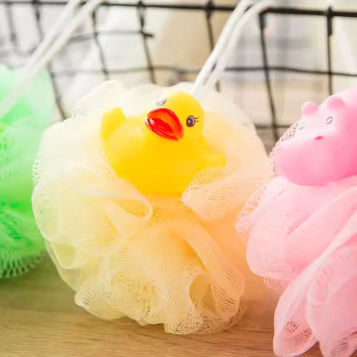 Kids Bath Sponge Ball With Soft Toy