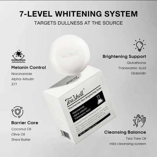 Teashell Niacinamide Skin Brightening Soap - Skincare Product Designed For Cleansing And Brightening Routine - 40g