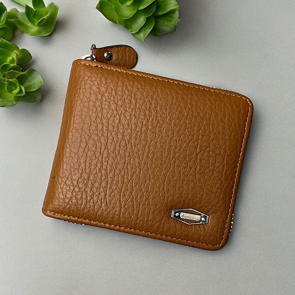 Dunbollu Premium Gold Zip Wallet for Men & Women – 6 Card Slots, Coin Pocket & Cash Compartment | Premium Leather Wallet - Black